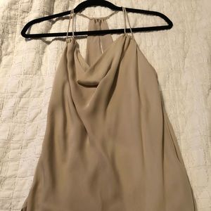 Haute hippie cowl neck beige silk